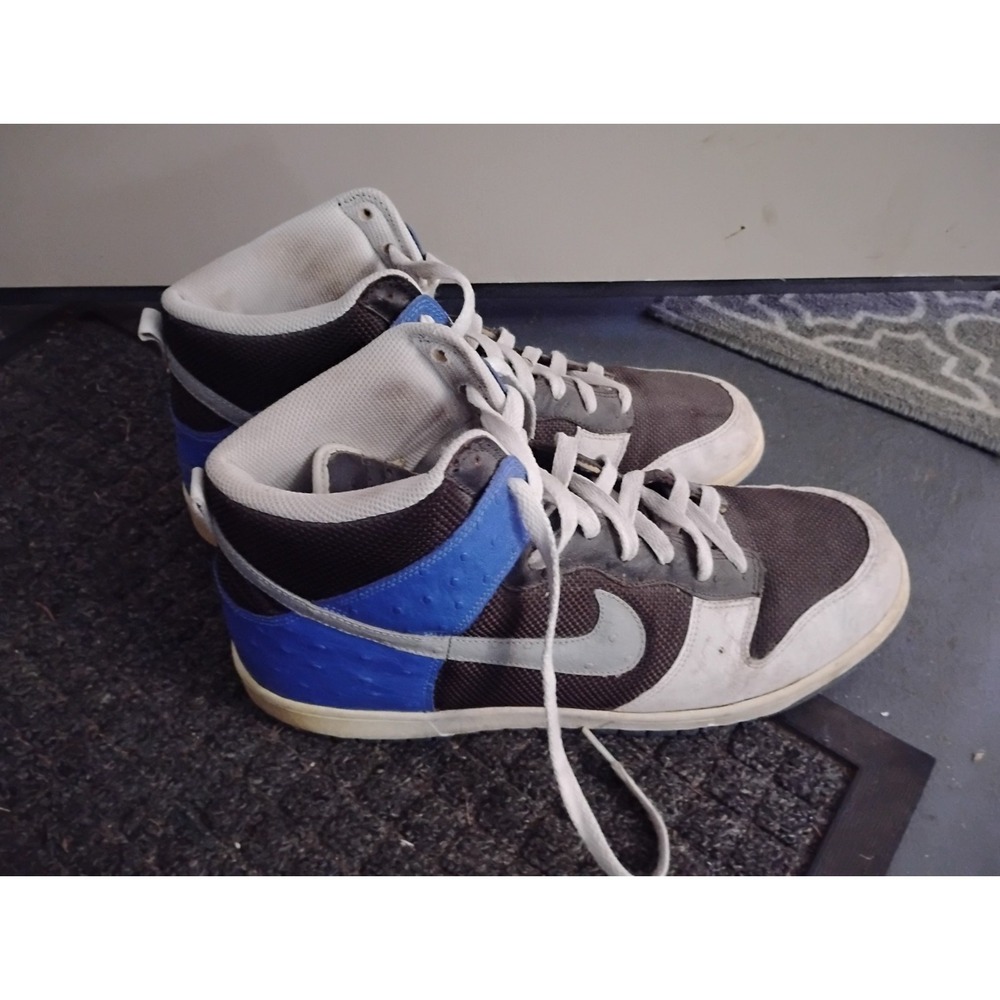 Nike Dunk High Premium White Silver Blue Varsity Size 13 Has Wear